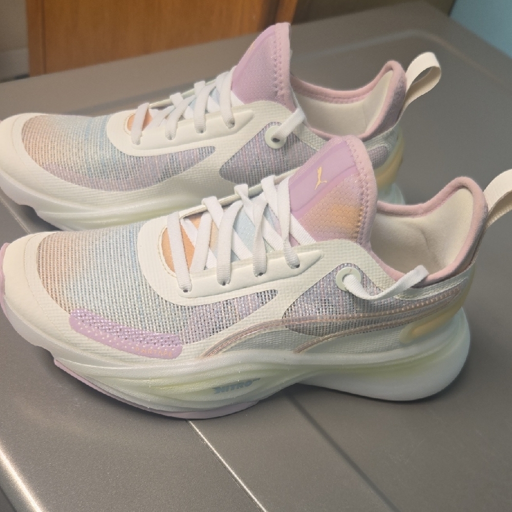 Puma Women's Pastel Sneakers - White, Pink, Orange, Purple - Picture 2 of 8
